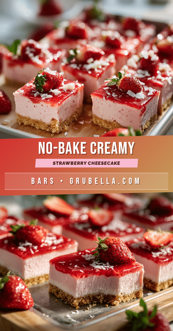 creamy no-bake strawberry cheesecake bars recipe