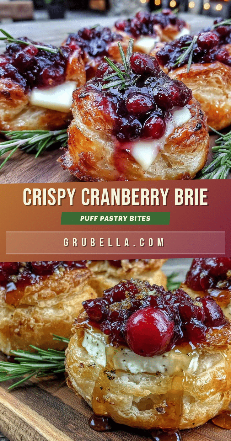 Crispy Cranberry Brie Puff Pastry Bites recipe
