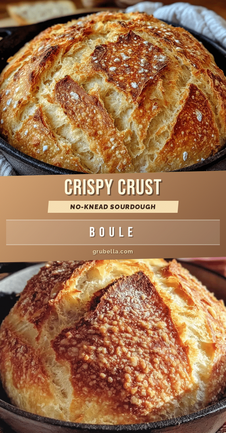 no-knead Dutch oven sourdough boule recipe