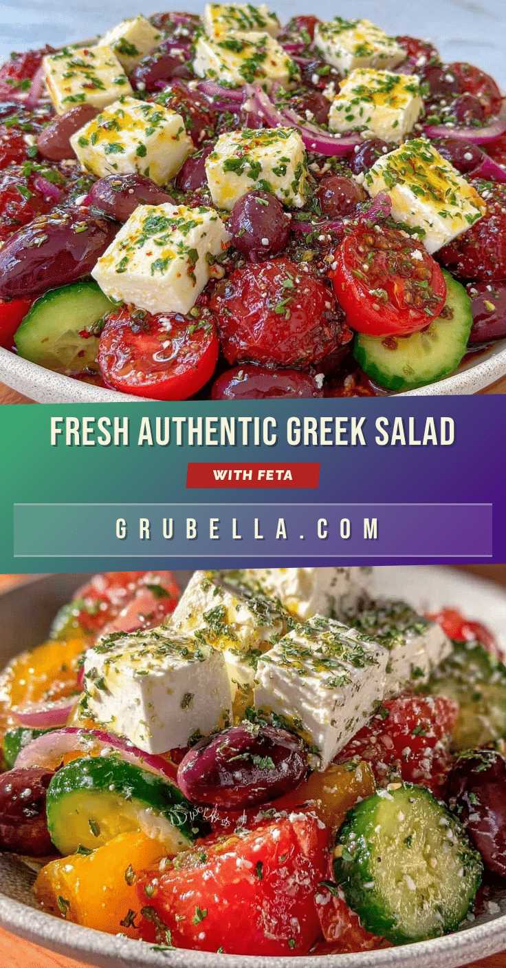 fresh authentic mediterranean greek salad with feta recipe