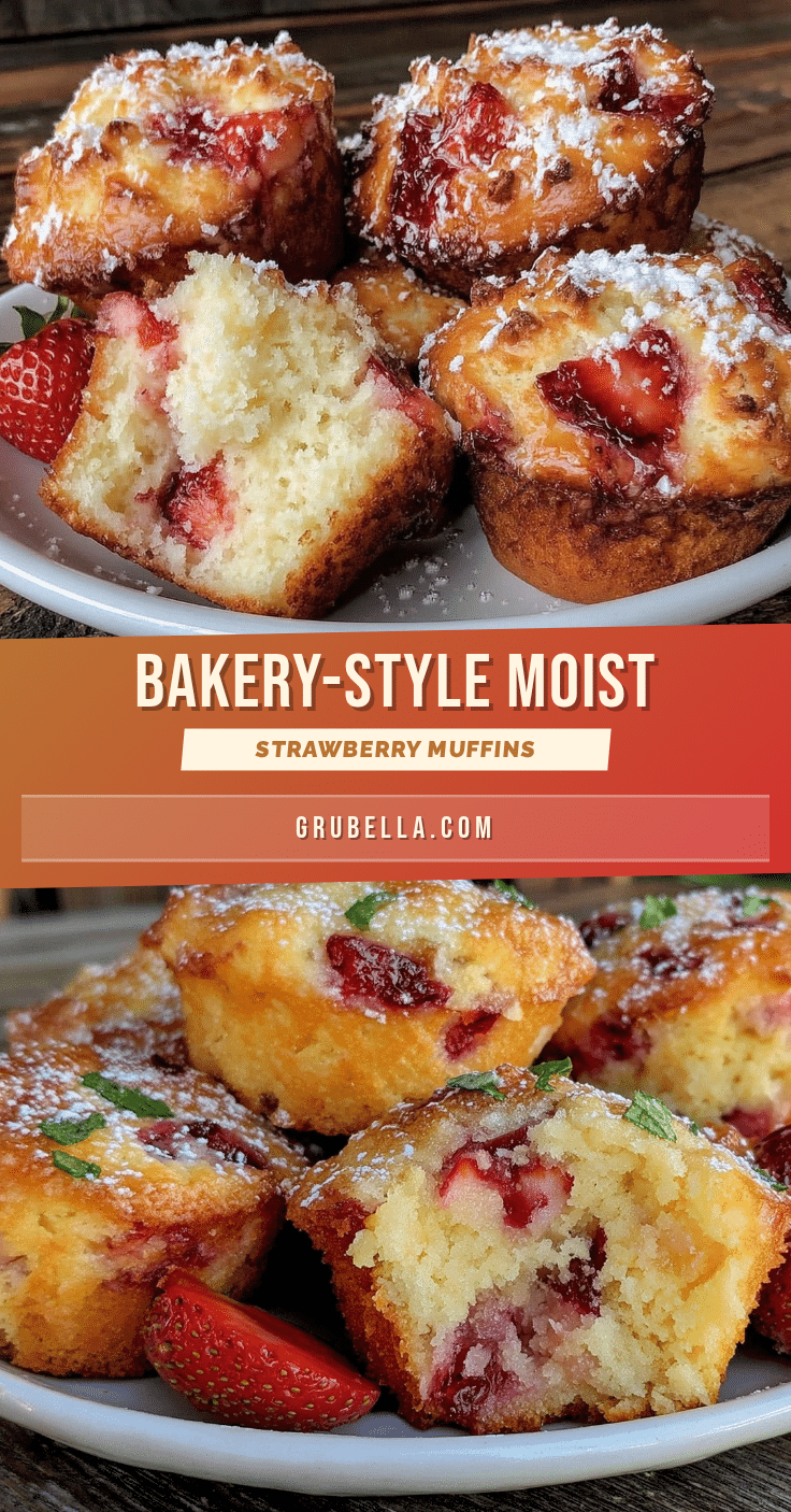 moist bakery-style strawberry muffins recipe