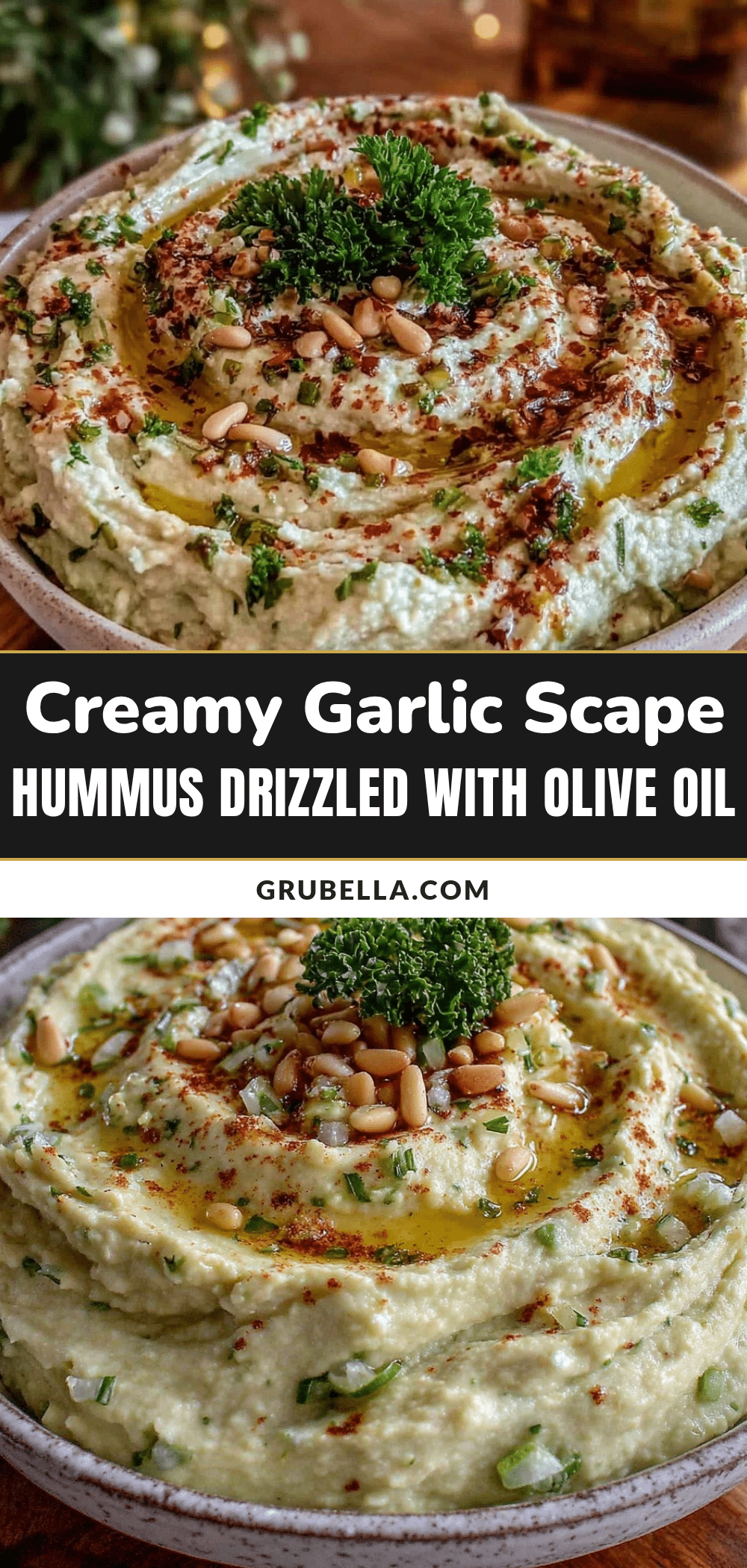 creamy garlic scape hummus recipe