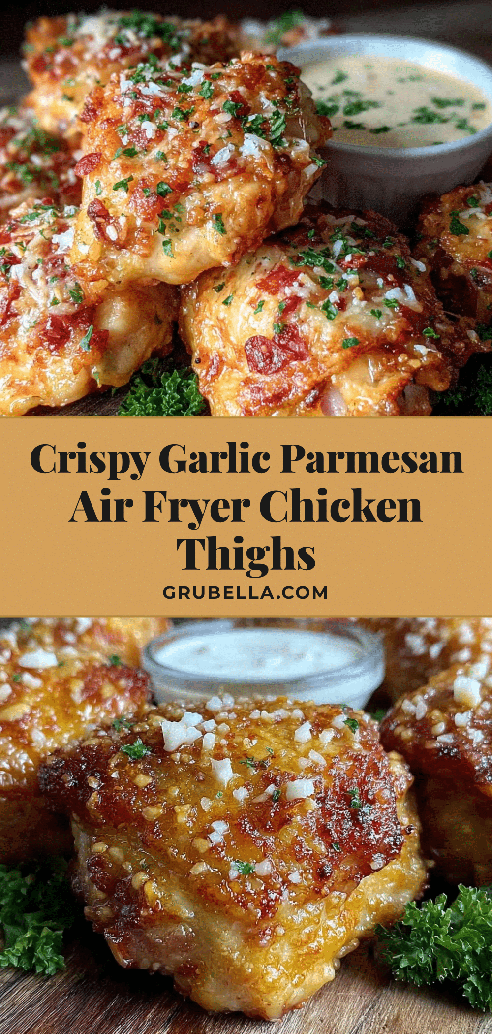 crispy garlic parmesan chicken thighs air fryer recipe