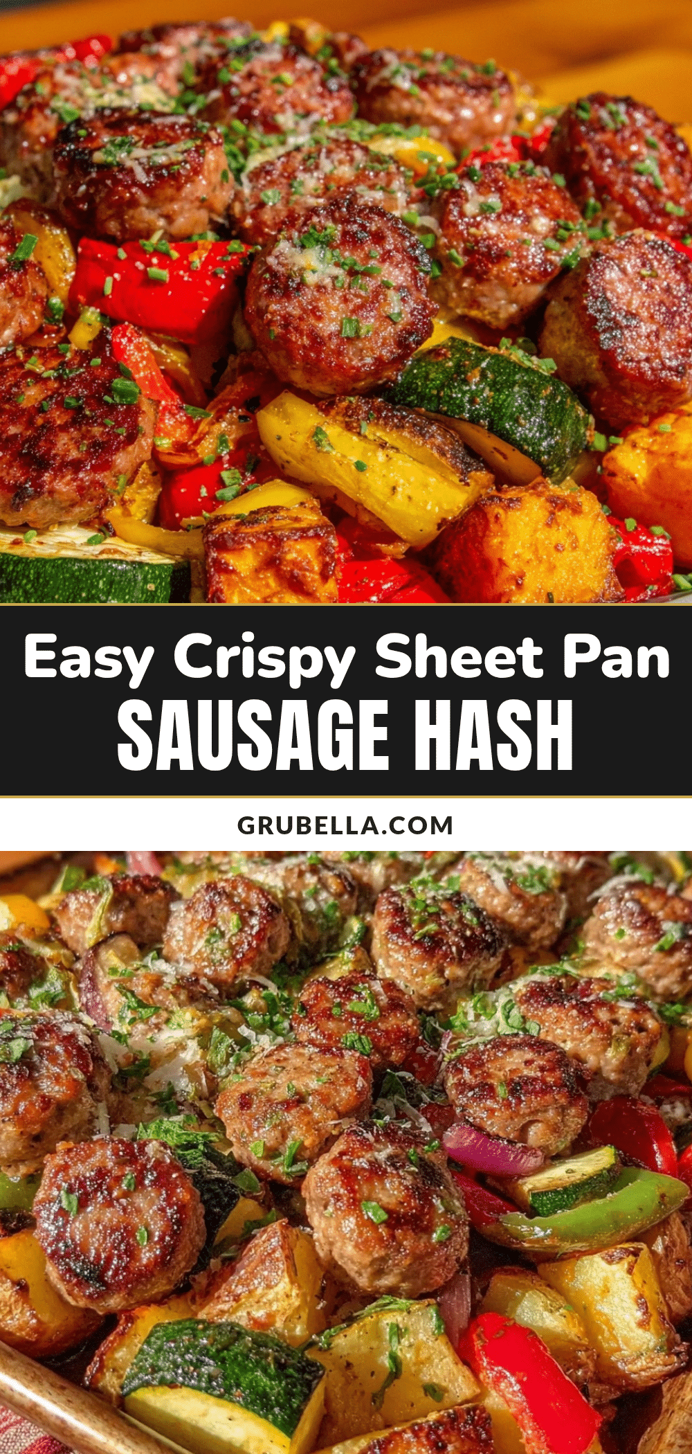 crispy sheet pan sausage and veggie breakfast hash recipe