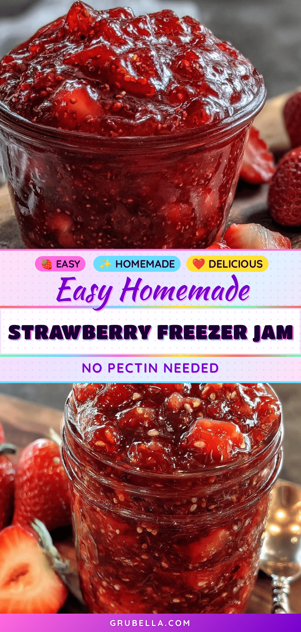 easy homemade strawberry freezer jam recipe