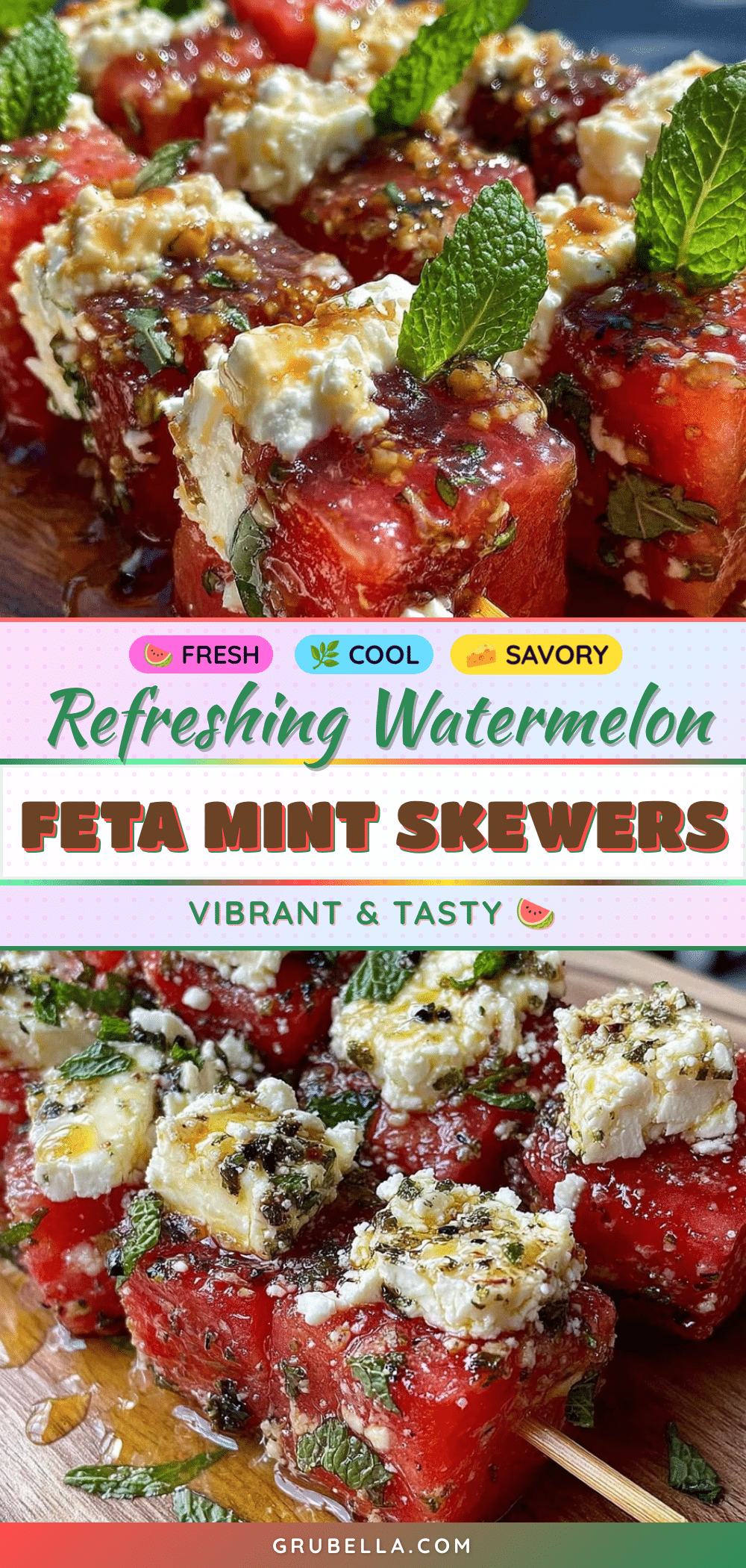 fresh watermelon feta mint salad skewers recipe