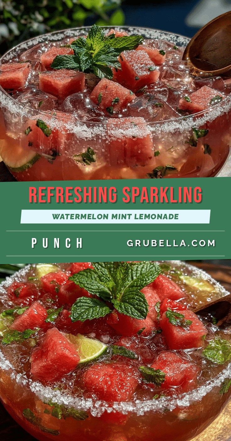 fresh sparkling watermelon mint lemonade punch recipe
