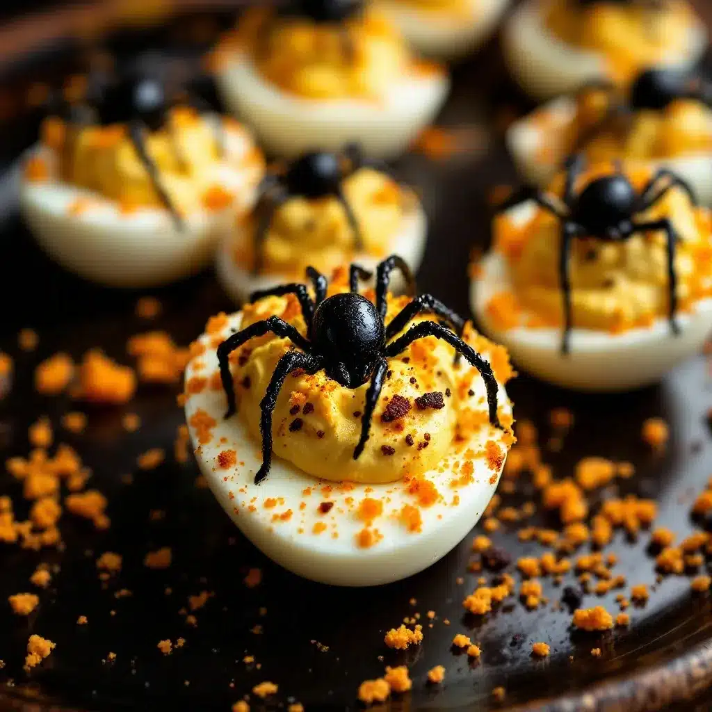 best easy spooky halloween deviled eggs black spider recipe preparation steps