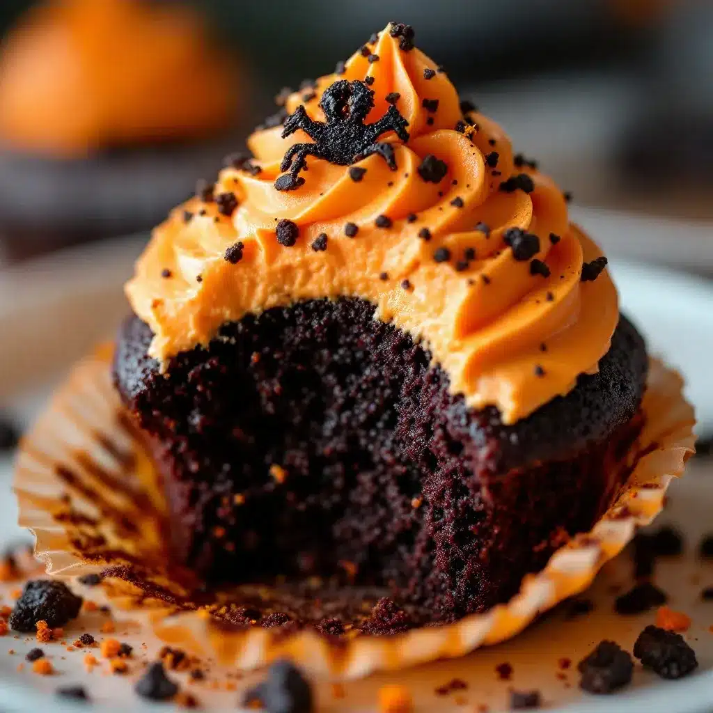 black velvet cupcakes with orange buttercream preparation steps