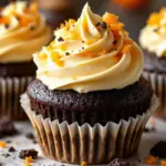 black velvet cupcakes with orange cream cheese frosting - featured image