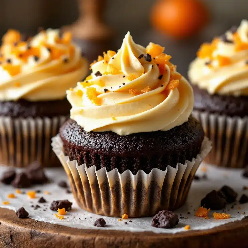 black velvet cupcakes with orange cream cheese frosting preparation steps