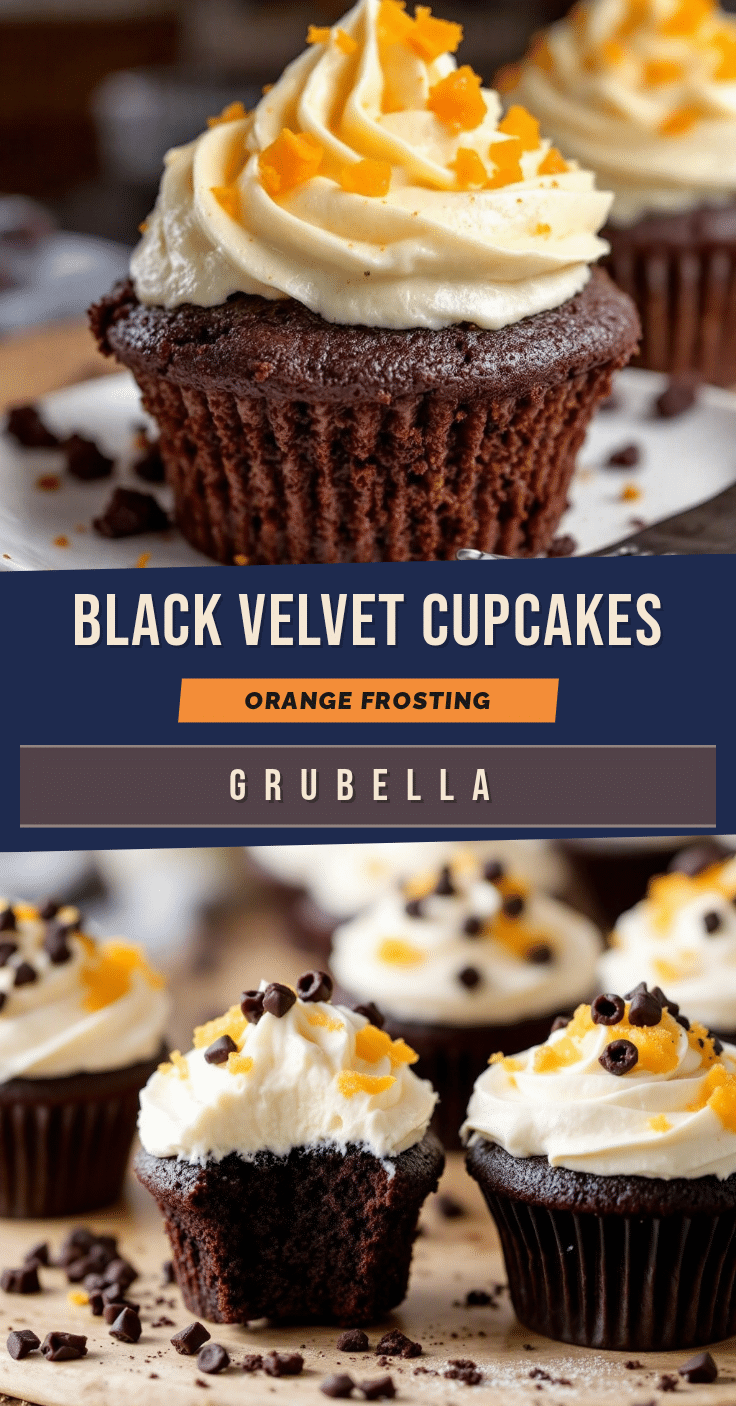 black velvet cupcakes with orange frosting recipe