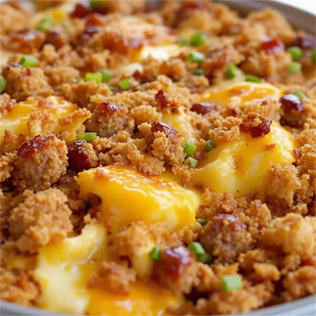 breakfast casserole with sausage and hash browns preparation steps