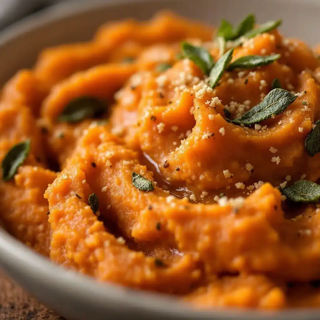 brown butter sage mashed sweet potatoes - featured image