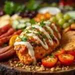Buffalo chicken football charcuterie board - featured image