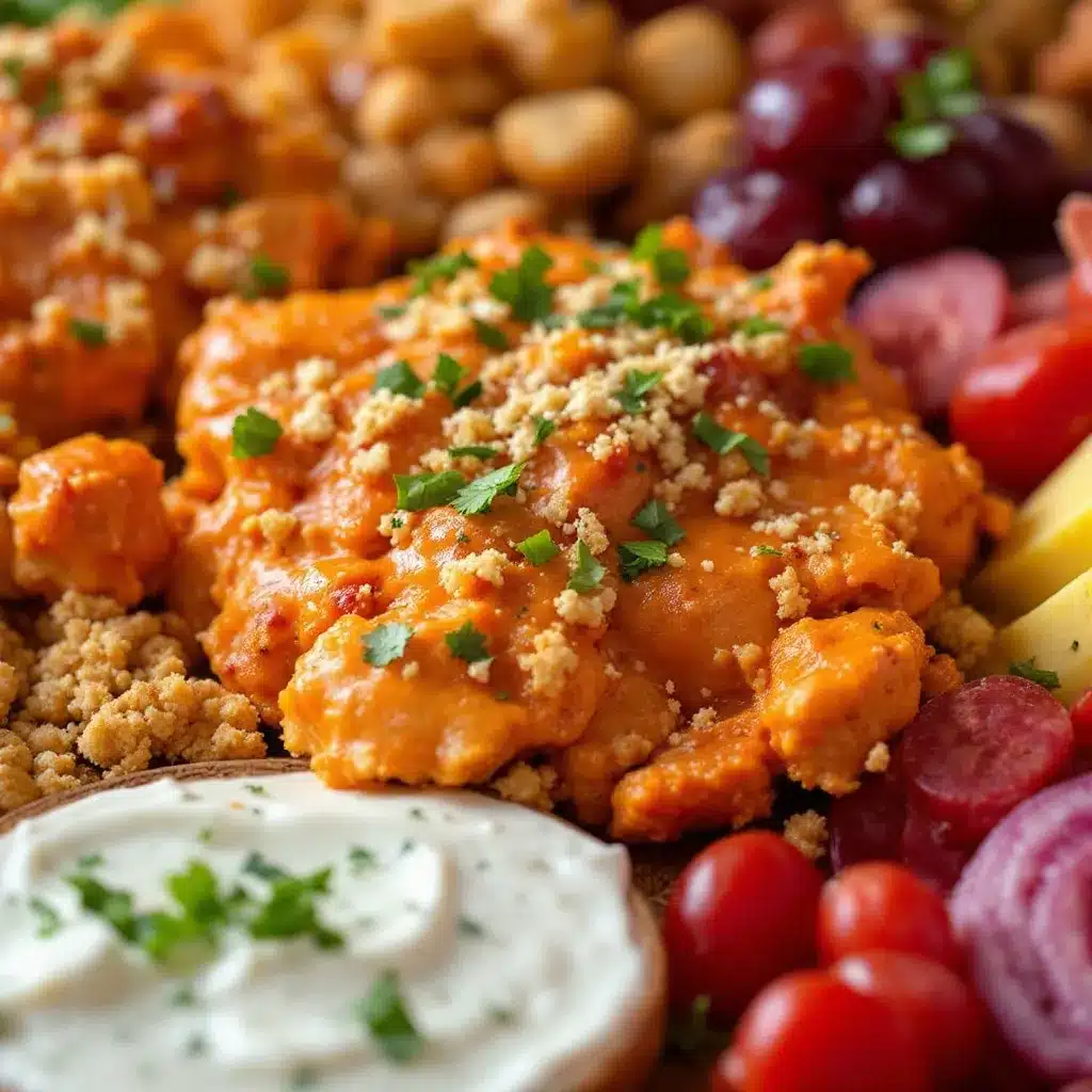 Buffalo chicken football charcuterie board preparation steps