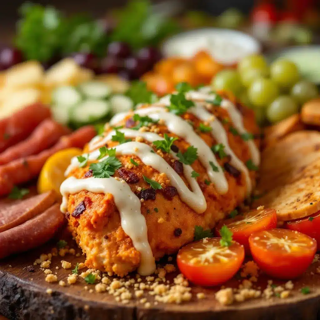 Buffalo chicken football charcuterie board - featured image