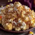 candy corn popcorn halloween party mix - featured image