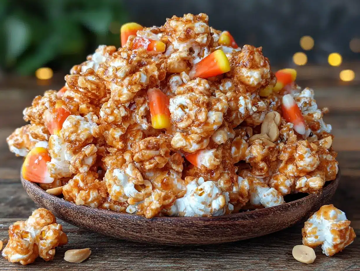candy corn popcorn halloween party mix preparation steps