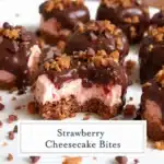 chocolate-dipped strawberry cheesecake bites - featured image