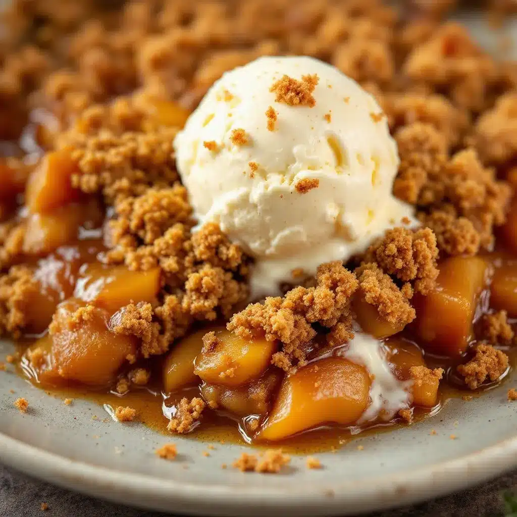 classic apple crisp with vanilla ice cream preparation steps