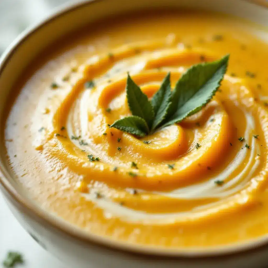 cozy creamy butternut squash soup with sage preparation steps
