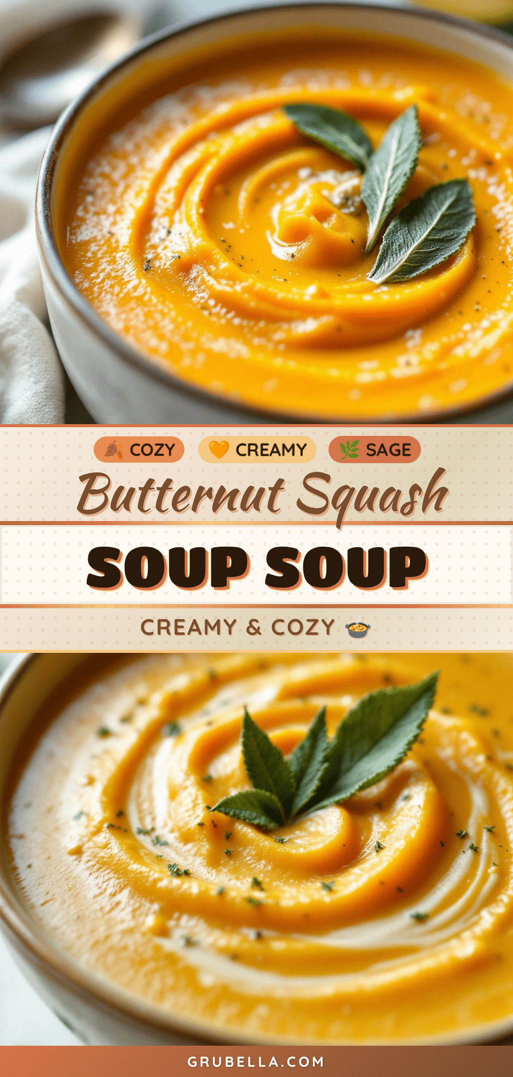 cozy creamy butternut squash soup with sage recipe