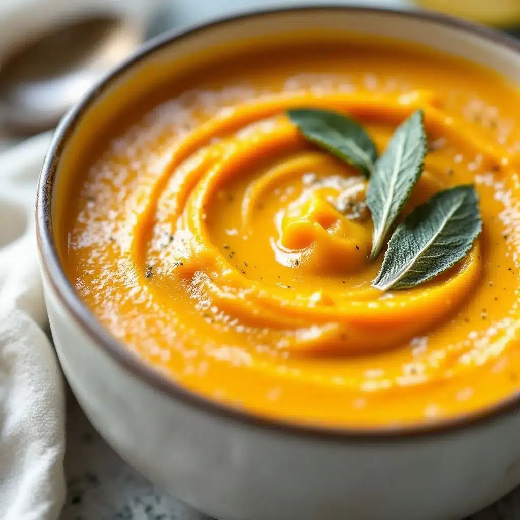 cozy creamy butternut squash soup with sage - featured image