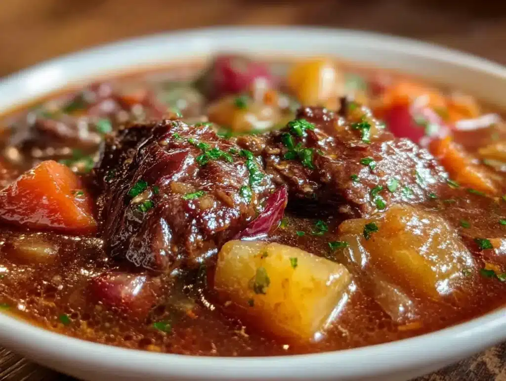 cozy slow cooker beef and vegetable soup - featured image