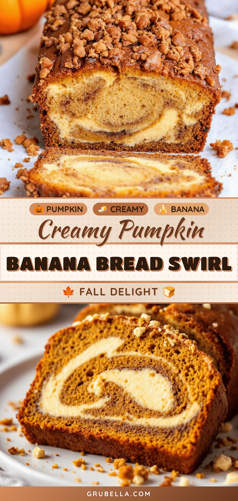 cream cheese swirl pumpkin banana bread recipe