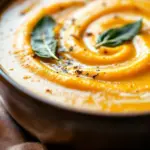 creamy butternut squash soup with crispy sage - featured image