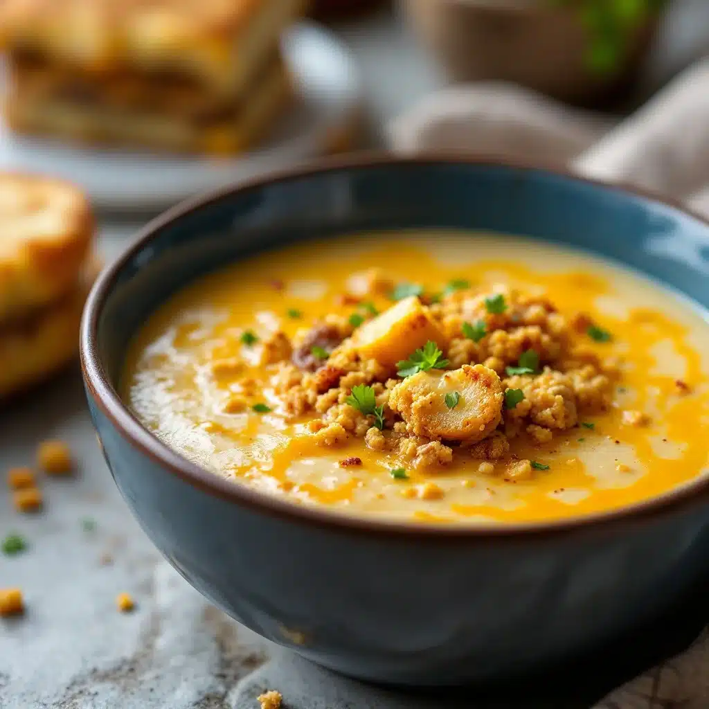 creamy cheeseburger potato soup - featured image