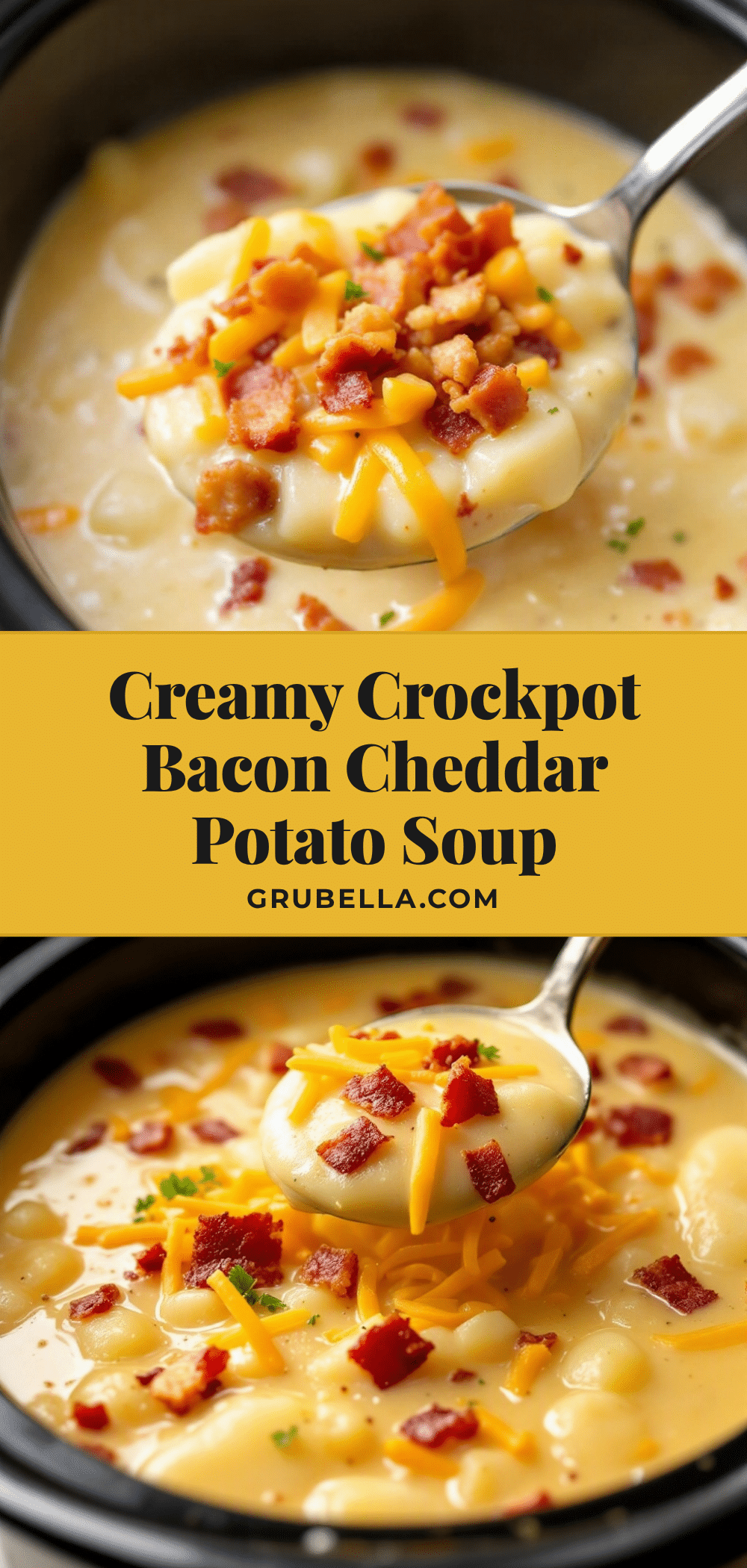 creamy crockpot potato soup with bacon and cheddar recipe
