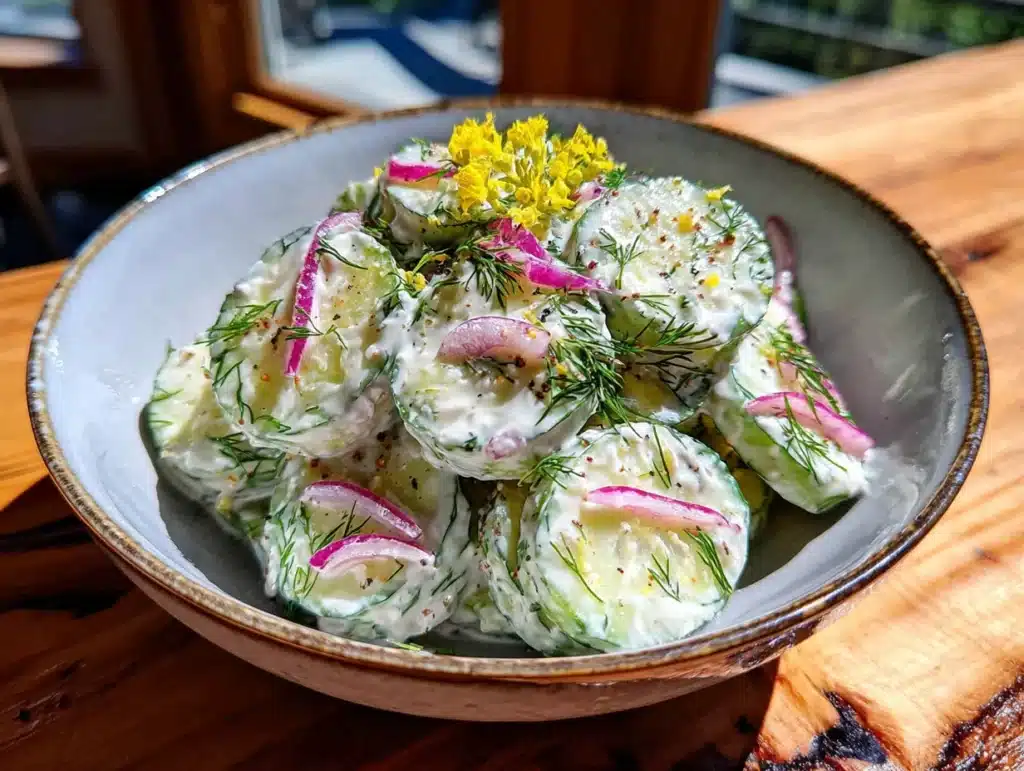 creamy dill cucumber salad - featured image