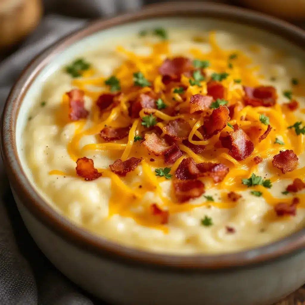 creamy loaded baked potato soup with bacon preparation steps
