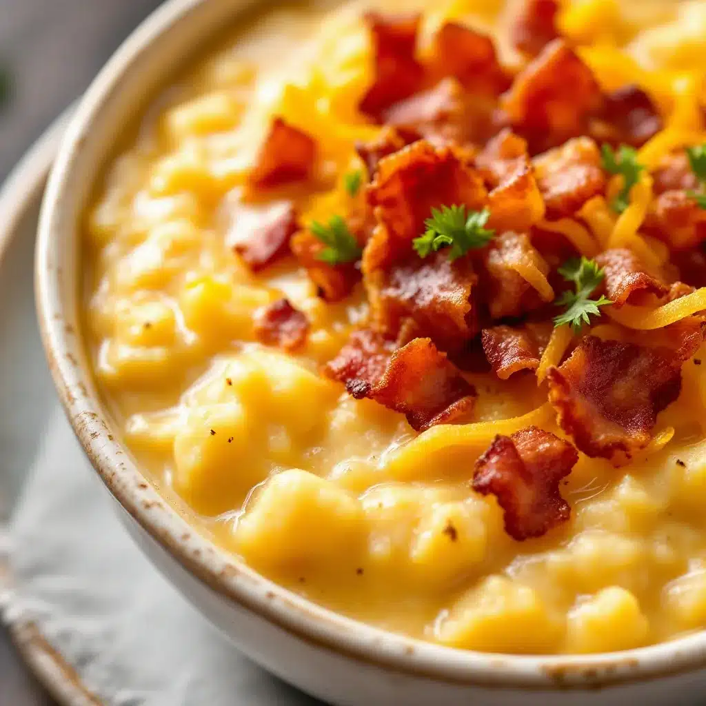 creamy loaded baked potato soup with bacon - featured image