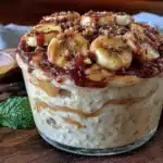 creamy peanut butter banana overnight oats - featured image