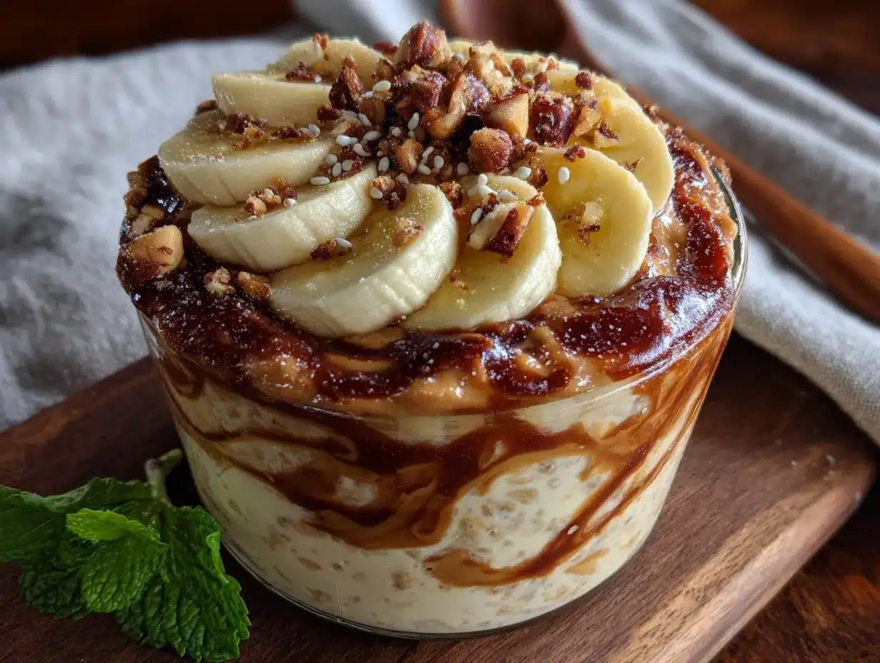 creamy peanut butter banana overnight oats preparation steps