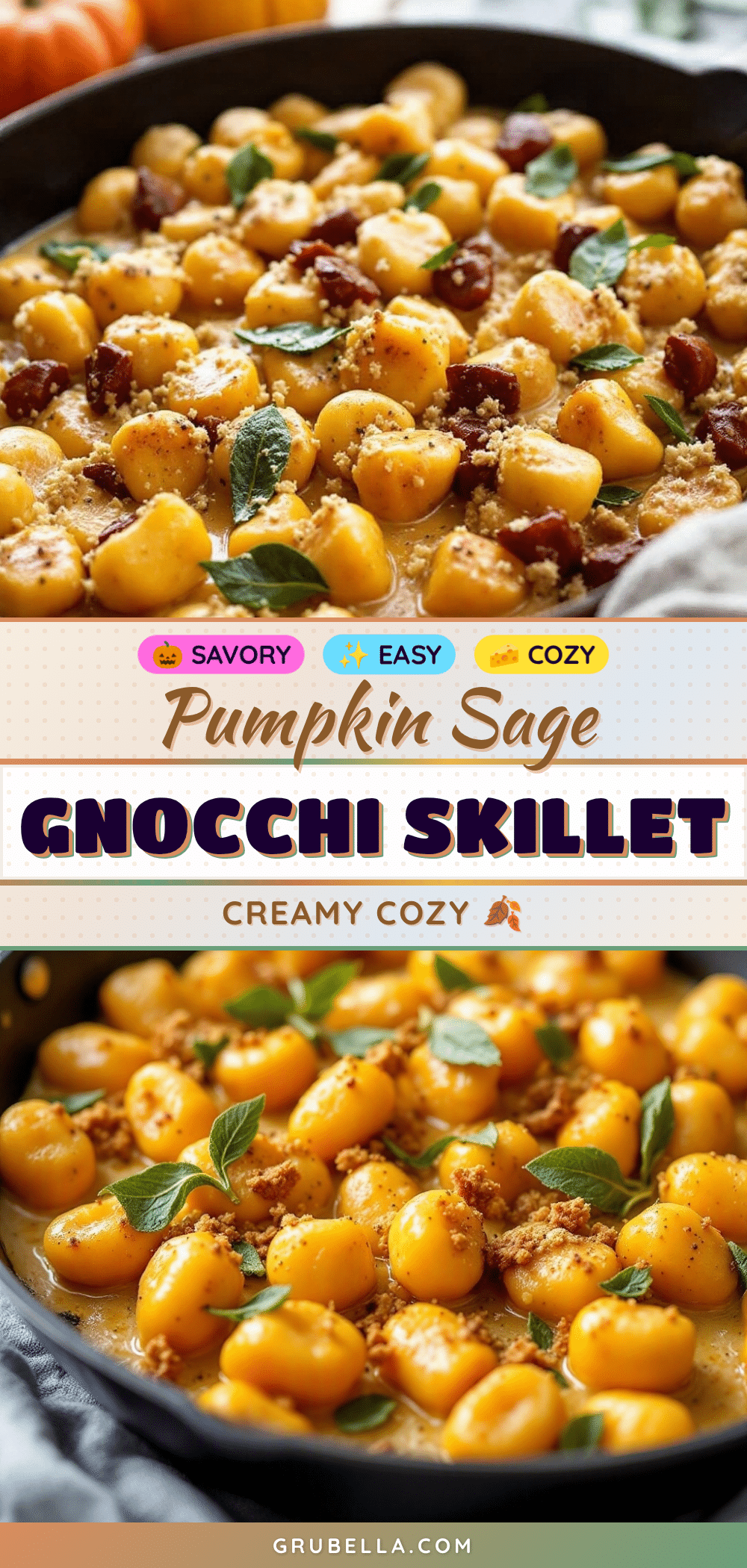 creamy pumpkin sage gnocchi skillet recipe
