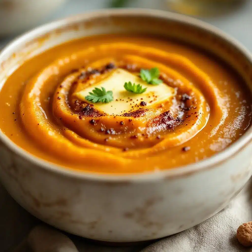 creamy roasted acorn squash soup with brown butter - featured image