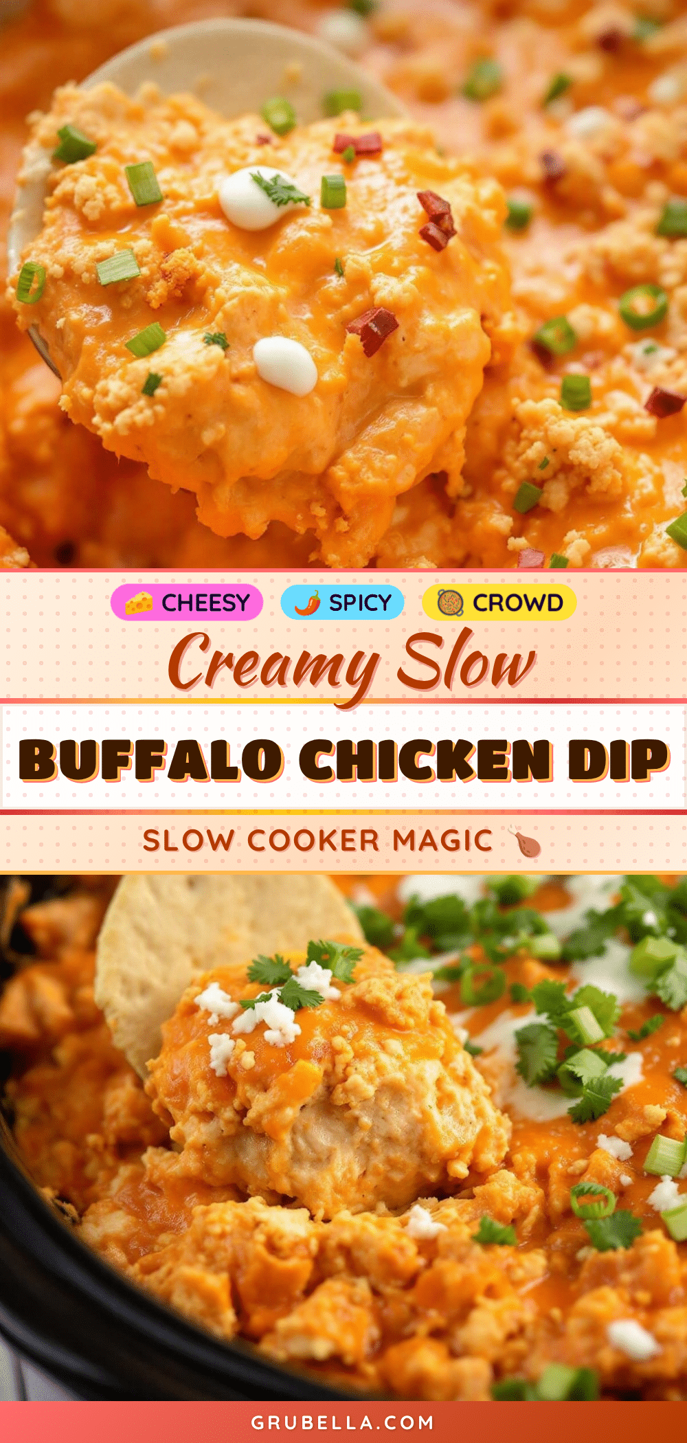 creamy slow cooker buffalo chicken dip with ranch recipe
