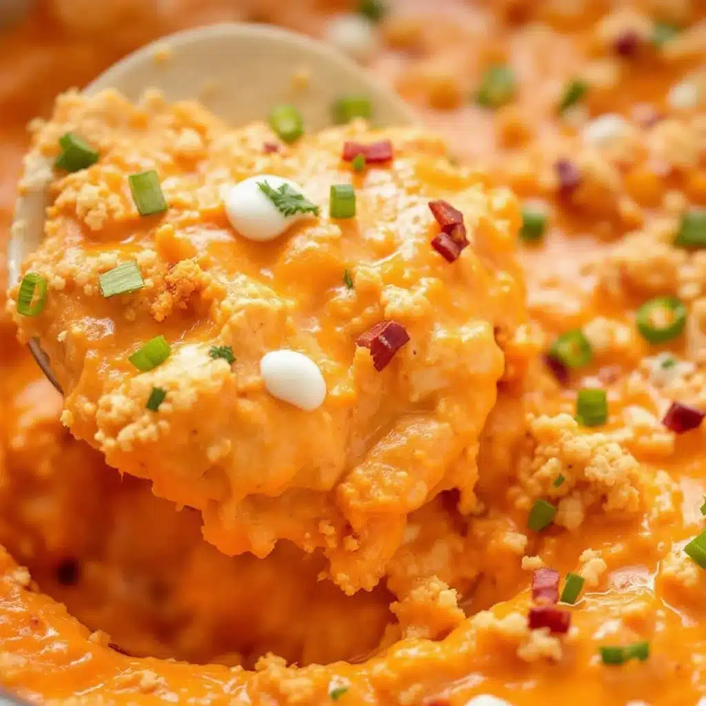 creamy slow cooker buffalo chicken dip with ranch - featured image