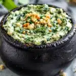 creamy spooky spinach dip cauldron bread bowl - featured image