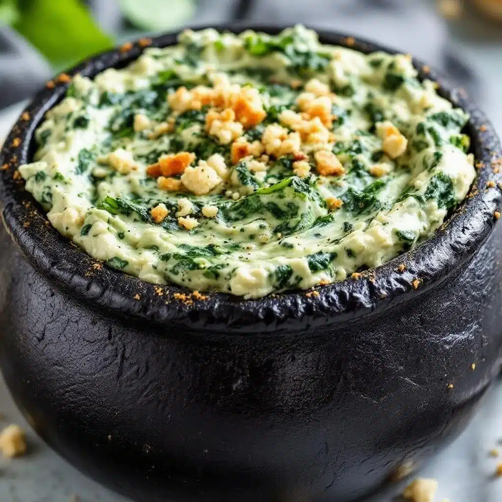 creamy spooky spinach dip cauldron bread bowl - featured image