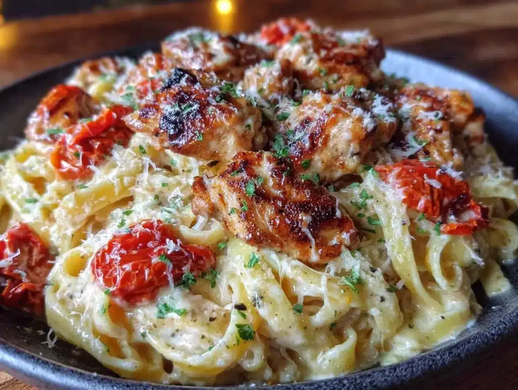 creamy tuscan chicken pasta one pot - featured image