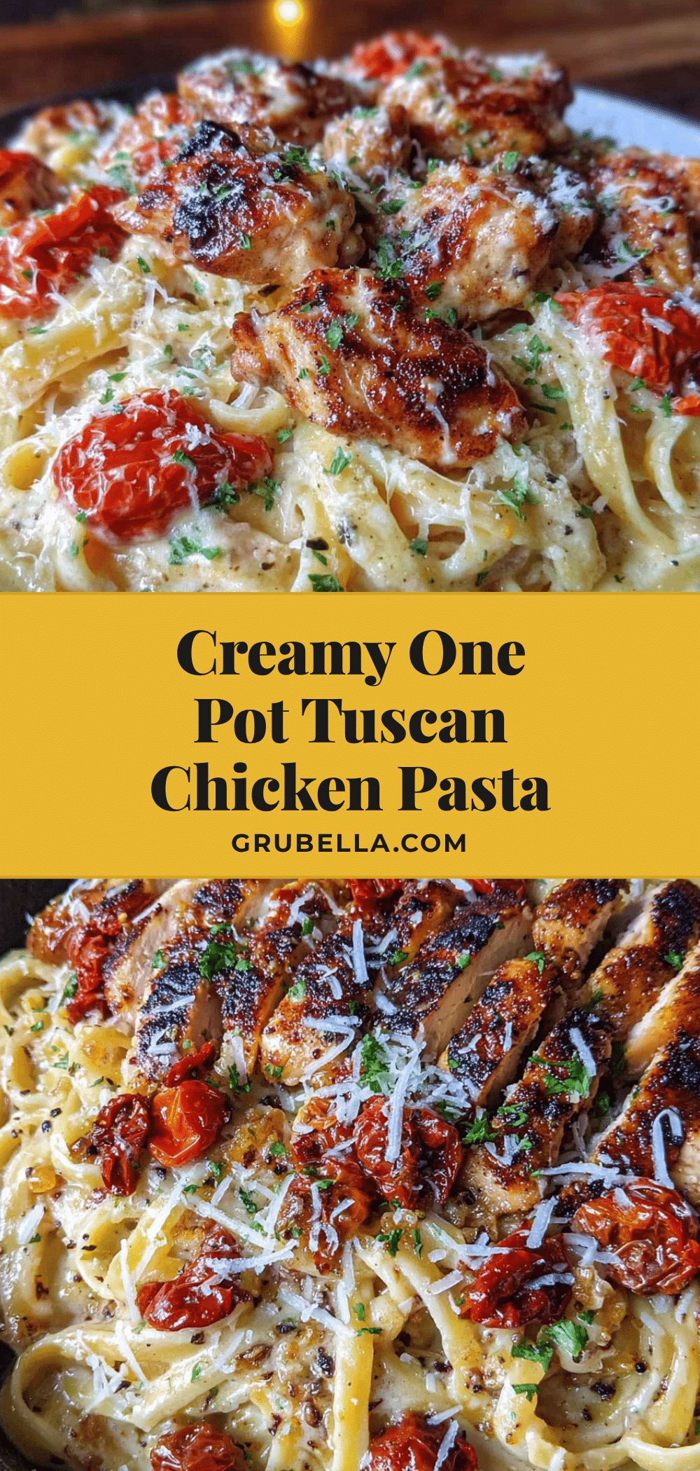 creamy tuscan chicken pasta one pot recipe