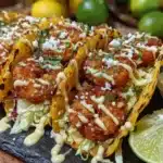 crispy air fryer shrimp tacos with zesty lime crema - featured image