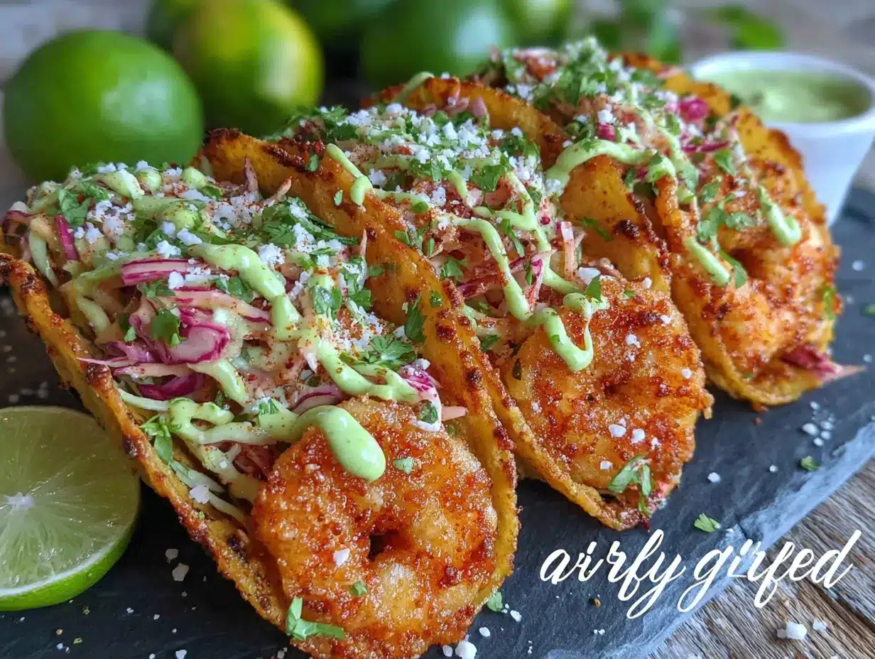crispy air fryer shrimp tacos with zesty lime crema preparation steps