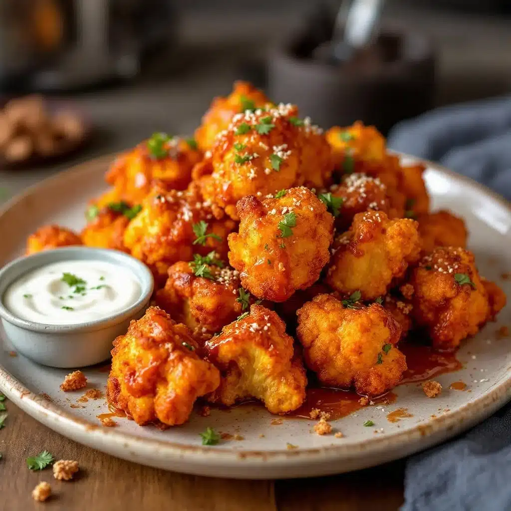 crispy baked buffalo cauliflower bites - featured image