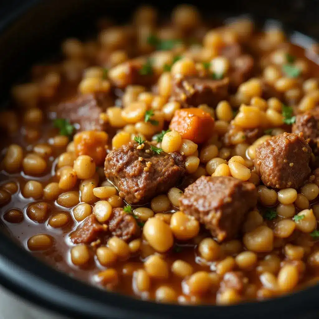 crockpot beef and barley stew preparation steps